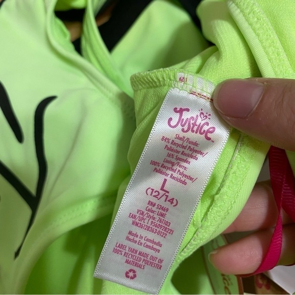 Justice Bikini Swim Suit NWT Large 12/14 Green Two Piece Bathing Kids Youth - Picture 6 of 6